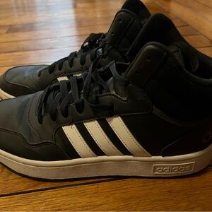 Adidas Men's Black Sneakers with White Stripes